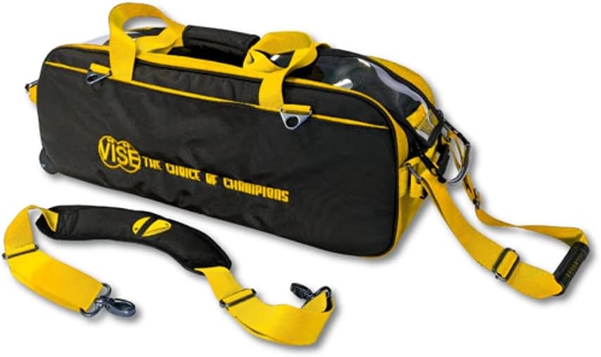 Vise Clear Top 3 Ball Roller Bowling Bag - Black/Yellow