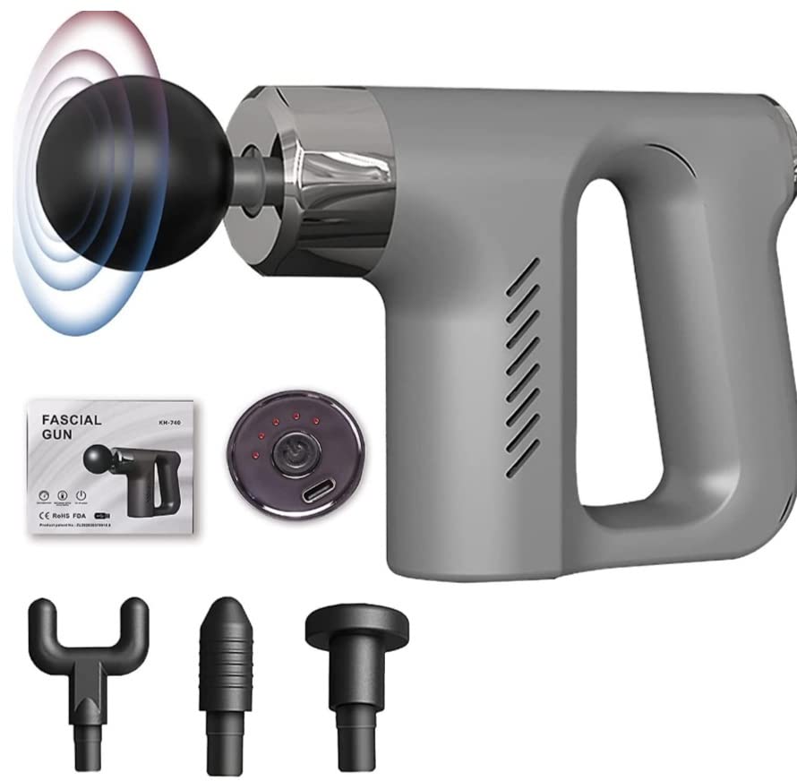 Massage Body Relax Pain Relief Electric Therapy Gun, 4 Head Vibration Fascial Gun For Fitness Relaxer