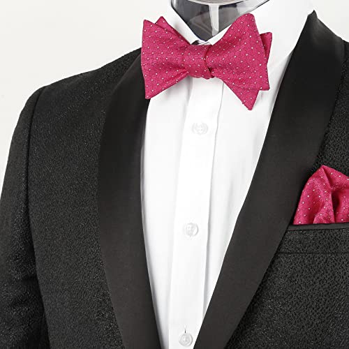 Image of Alizeal Mens 2pcs Solid Self-tied Bow Tie Set | Alizeal Mens 2pcs Self-tied Solid /Animal Bow Tie and Pocket Square Set Perfect for Wedding Business Formal Events