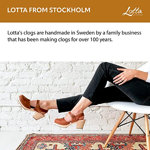 Lotta From Stockholm Swedish Highwood Clogs - Brown Oiled Nubuck Leather Clogs For Women With Buckle I Wooden 2 3/4 Inch High Heel & 3/4 Inch Platform -36 #TOP1