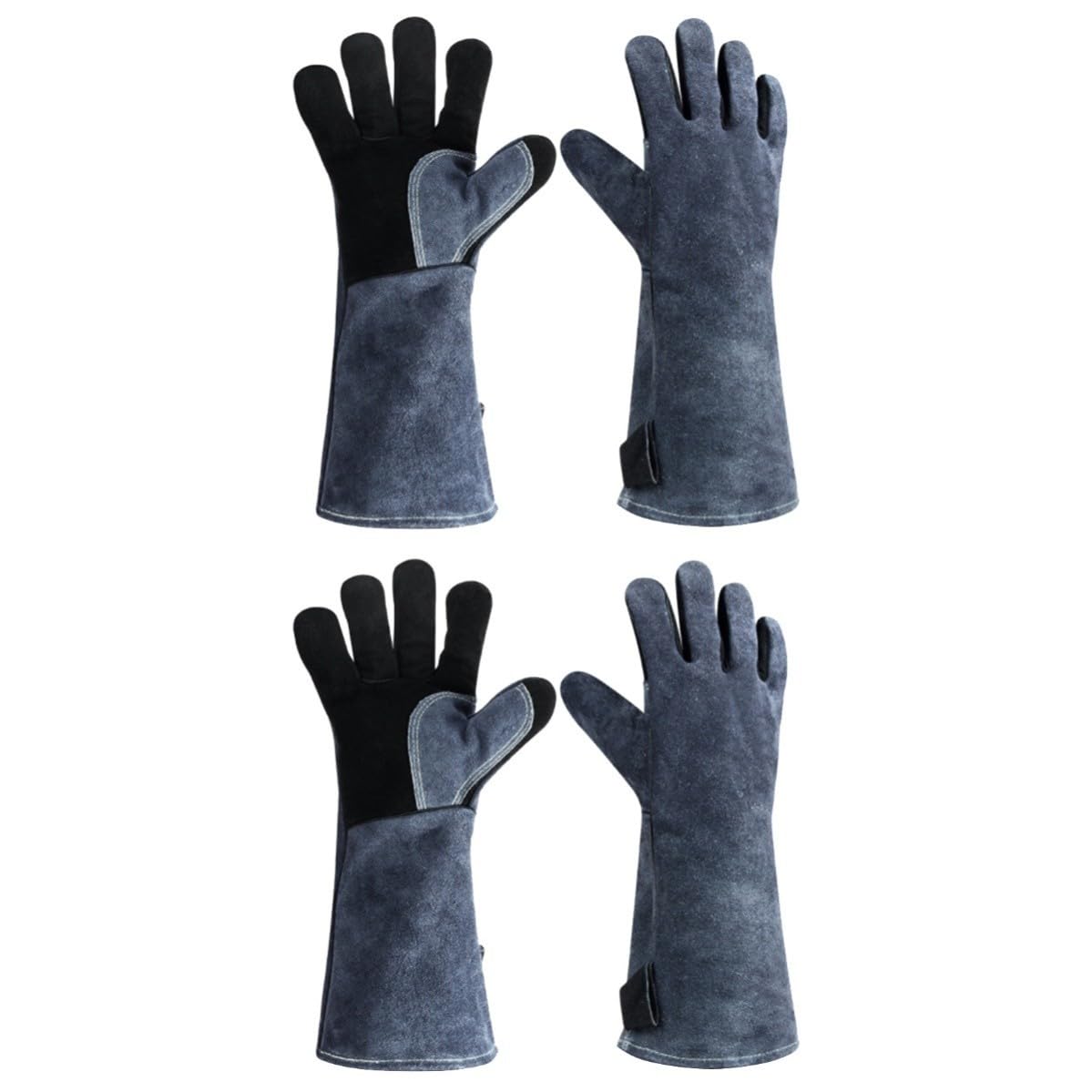 Didiseaon 2 Paia Guanti Barbecue in Pelle Nera Resistenti al Calore per Uso | Antiscivolo, Facili da Indossare e Togliere, Comfort Durante la Cottura