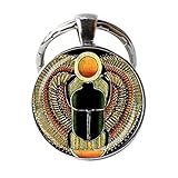 Symbol of Strength, Egyptian Scarab Glass Dome Keychain, Egypt Jewelry. Charm Women Gift