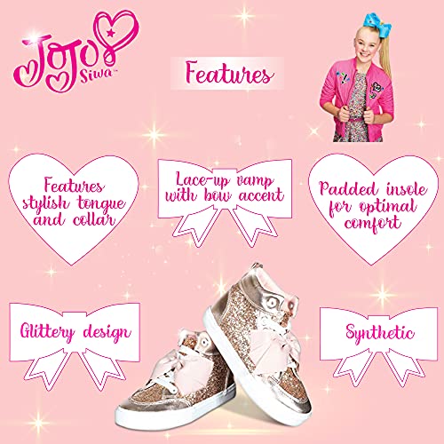 JoJo Siwa Girls High Top Fashion Sneakers, Rose Gold (Toddler, Little Kid)3