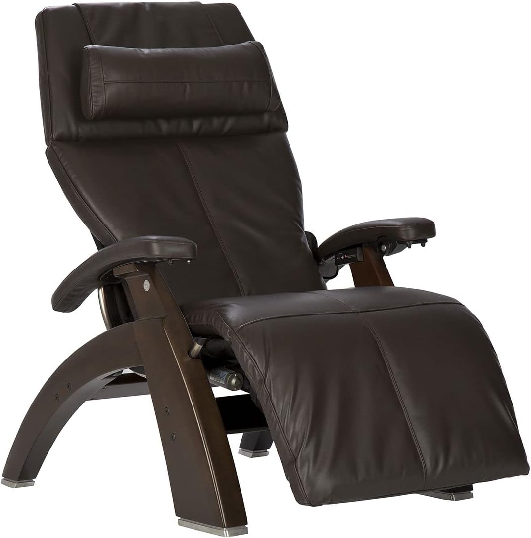 Perfect Chair Human Touch The Omni-Motion Dark Walnut PC-600 Power Recline Ergonomic Zero Gravity Premium Leather Recliner with Memory Foam and Heat - Espresso PC-Live