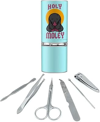 Holy Moley Religious Mole Funny Humor Stainless Steel Manicure Pedicure Grooming Beauty Care Travel Kit