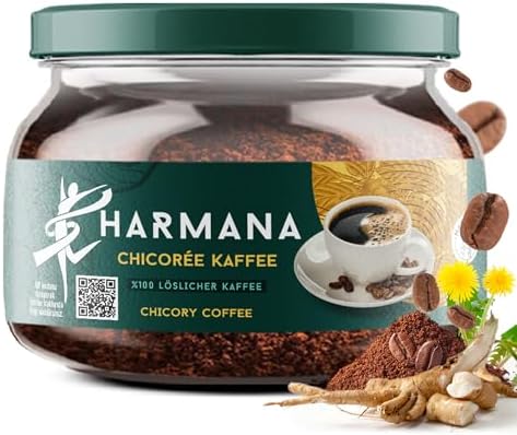 Harmana Zichorienkaffee Instant, 150g (60 Portionen), 60% Instant Kaffee, 40% Zichorie, mit Koffeinfrei für mehr Energie Coffee, kräftiger Geschmack, natürlich, ohne Zuckerzusatz