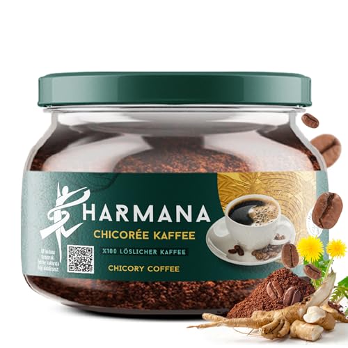 Harmana Zichorienkaffee Instant, 150g (60 Portionen), 60% Instant Kaffee, 40% Zichorie, mit Koffeinfrei für mehr Energie Coffee, kräftiger Geschmack, natürlich, ohne Zuckerzusatz