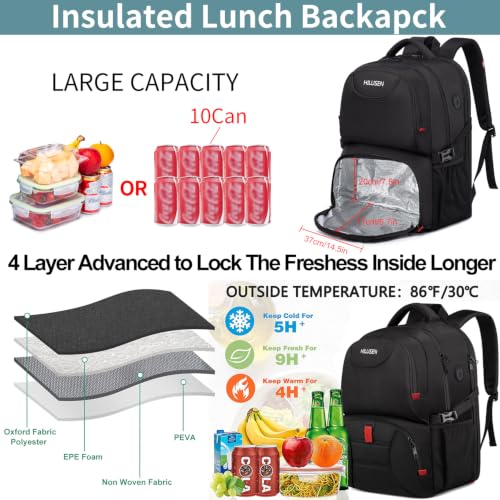 Groß Rucksack Herren 50L,Arbeit Rucksack Laptop Rucksack Herren Schwarz – Ansicht 3