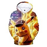 pikachu cosplay pullover Herren Damen 3D Pullover Sweatshirt Perfekt für Herbst, Frühling und Winter, angenehm zu tragen; Sehr geeignet für Alltag, Party, Strand, Urlaub, machen Ihnen charmant und cool Schlichtes Design, Klassik und Zeitlos, Komfortabel und Stilvoll