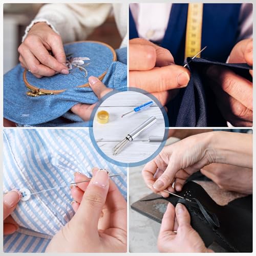 KYUEWRT 25 Large Eye Embroidery Needles, 5 Sizes Big Eye Hand Sewing Needles with Exquisite Aluminum Storage Tub for Stitching, Sewing and Hand-Made Projects - Image 6
