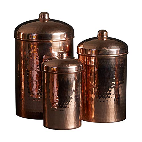 Sertodo Copper Kitchen Canisters | Polished, 2 qt, 1 qt, 2 CUP | Elegant Functional Storage | Hammer Polished for Shine & Durability | Eco-Friendly Recycled Copper | Timeless Elegance for Your Kitchen