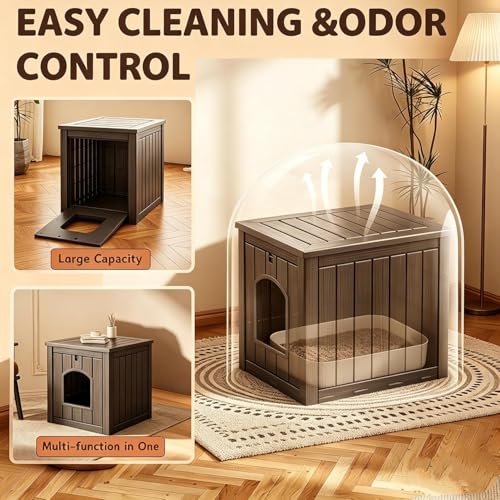 KAMABOKO Weatherproof Outdoor Cat House Resin Cat Shelter for Indoor/Outdoor Cats, Spacious Feral Cat Home with Easy Assembly, Stylish Design for Garden, Patio & Backyard，Black — view 2