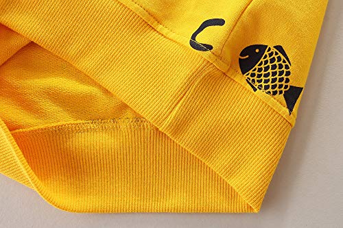 Moletom pulôver de manga comprida de algodão e gola redonda para meninos da HUAER&, Amarelo, 3T(for