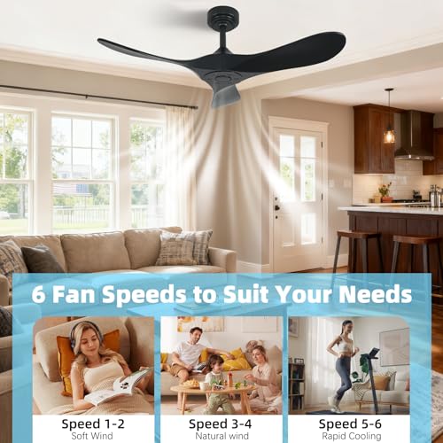 Homlit Outdoor Ceiling Fan Without Light, 42Inch Smart Ceiling Fan with Remote & Voice Control for Compatible with Alexa/Google, 3-Blade Solid Wood Fan, Quiet DC Motor, 6 Speeds for Patio, Farmhouse by Homlit - Used condition - Image 3