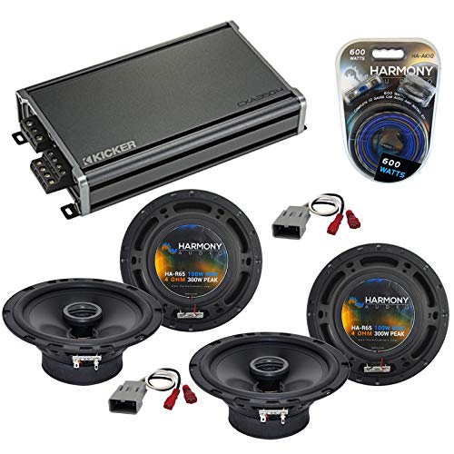Harmony Audio HA-R65 Compatible with Honda Civic Del Sol 1993-1997 Bundle with 46CXA3604 360W RMS Amp HA-AK10 Amp Install Kit and HA-727800 Speaker Harness (2) Adaptor 6.5" 100W RMS (2) Speakers