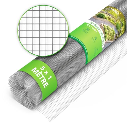 LAINFELD Treillis métallique à mailles fines | 5 x 1 m | Grille pour plate-bande surélevée avec maille de 6,3 mm | Fil de lapin | Accessoires pour parterre surélevé