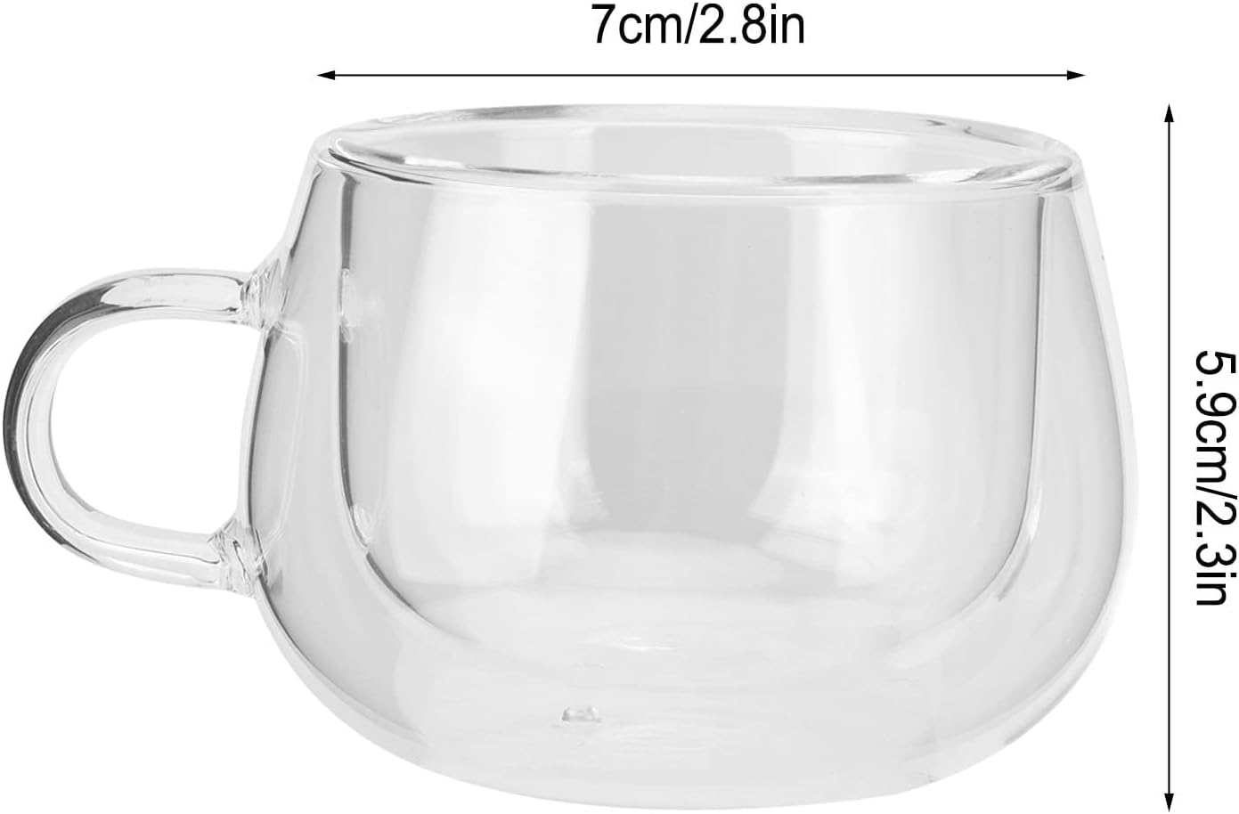 Glass Coffee Cups 150ml, 2Pcs Espresso Glass Cups Double Wall Insulated Glass Coffee Mugs Set Clear Glass Cups with Handle for Home