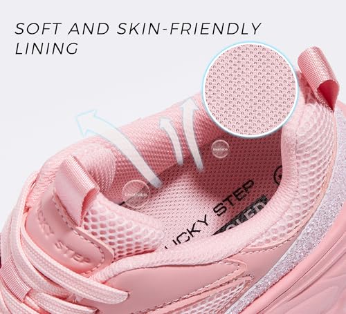 LUCKY STEP Women's Glitter Chunky Sneakers Breathable Mesh Dad Sneakers Fashion Casual Sparkly Bling Walking Shoes(7 M US Pink) LUCKY STEP Women's Glitter Chunky Sneakers Breathable Mesh Dad Sneakers Fashion Casual Sparkly Bling Walking Shoes(7 M US Pink) - Image 4