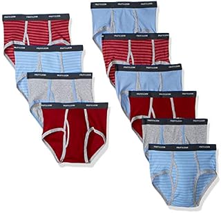Fruit of the Loom Boys' Big Cotton Brief (Multipack), Assorted (Pack of 10)