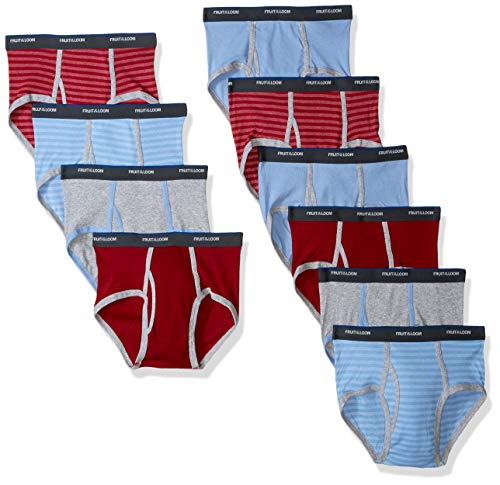 Fruit of the Loom Boys' Big Cotton Brief (Multipack), Assorted (Pack of 10)