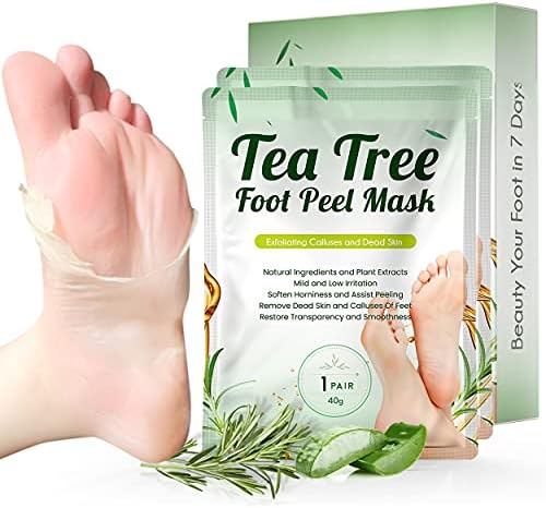 Tea Tree Foot Peel Mask For Dead Skin, Callused and Cracked Heels, Foot Mask Removes Rough Heels Dry Dead Skin,Makes Foot Soft Smooth Skin, Exfoliating Peeling Natural Treatment- 2 PACK