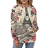 pmoyh Vintage Tower Pink Roses Pullover Long Sleeve Hoodie Hooded Top Casual Sweatshirt for Men and Women S #1