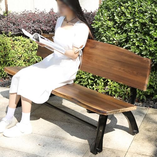 Commercial Grade Heavy Duty Outdoor Garden Bench - Farmhouse Style Park Bench for Patio & Porch - Durable Brown Log Design (150x52x74cm)