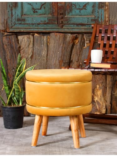 Image of Pouffes Sitting Stool for Living Room, Puffy Wooden Ottoman | Round Pouffe for Living Room & Bedroom | Pouf for Office & Home Decoration & Modern Seating Stool (Stool-Beige)