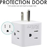 Vista 5 de Extensor de toma de corriente múltiple de 3 clavijas, enchufe de pared de 4 vías, toma de corriente alterna, divisor de enchufe a tierra a Estados
