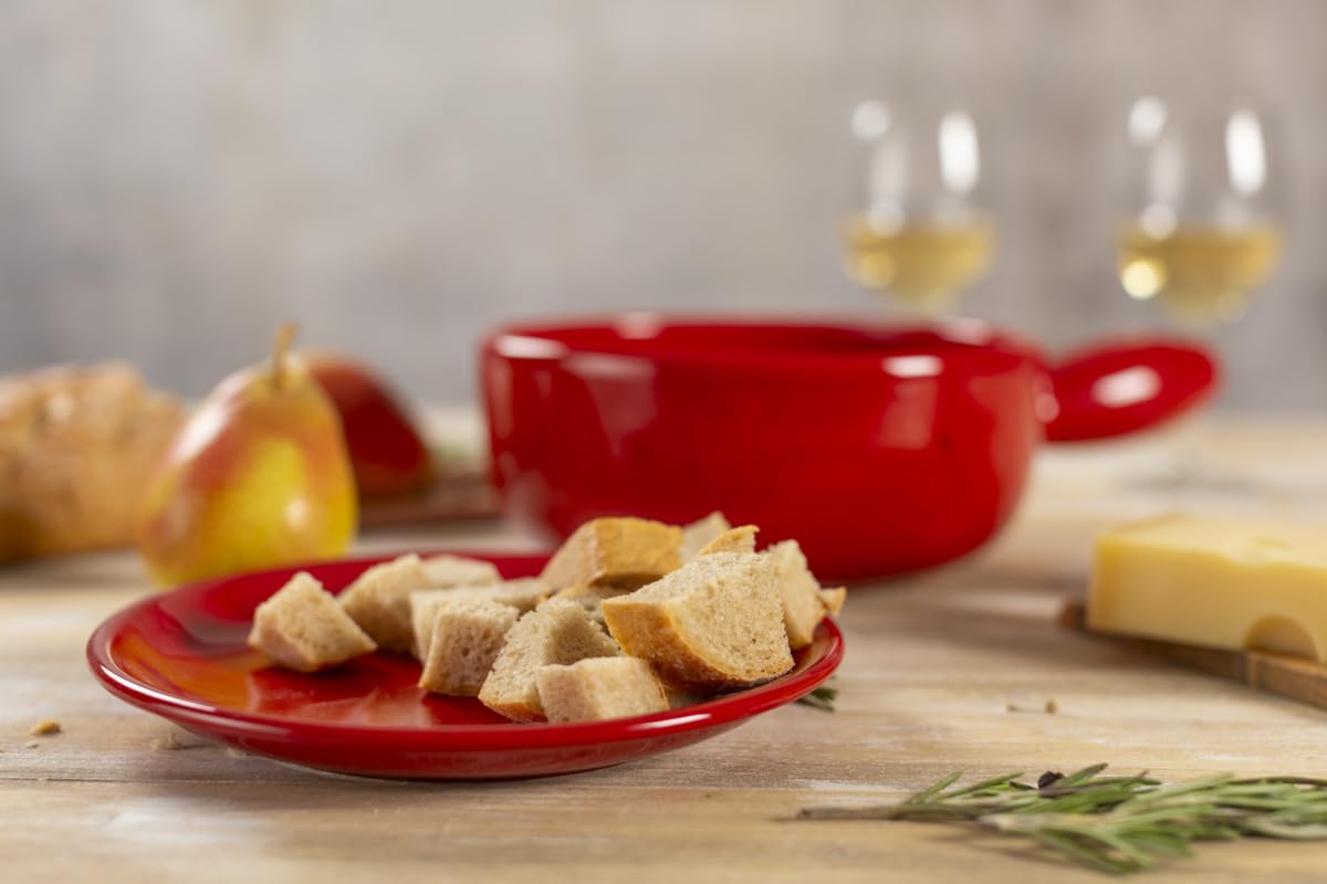 KUHN RIKON Caquelon Rot Keramik 21 cm Handarbeit Fondue Käsefondue