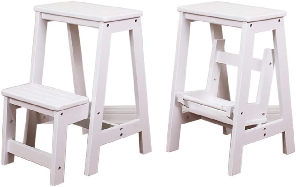 CHEWYNP Easy and Convenient Folding Step Stool,Folding Chair Wooden Ladder Staircase Stepladder Stairway Chair for Home Fold up Library/Kitchen/Office Steps Max Load 100Kg,Step Stool with