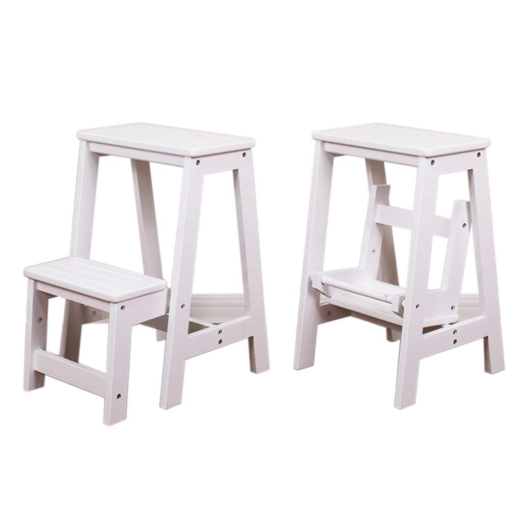 Escabeau pliant en bois blanc chaise échelle 100 kg pour cuisine et jardin