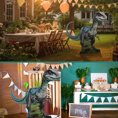 Colingmill 4 ft Life Size Velociraptor Dinosaur Cardboard Standup Cutout Jurassic Birthday Party Decoration Photo Prop PVC Cutout Dinosaur Theme Party Photo Prop for Animal Jurassic Theme Supply