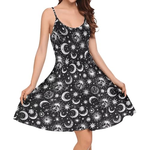 Image of Cozeyat Women Girls Summer Sleeveless Dress Casual Swing Beach Cover Up Knee Length Dresses,Large Size XS-4XL