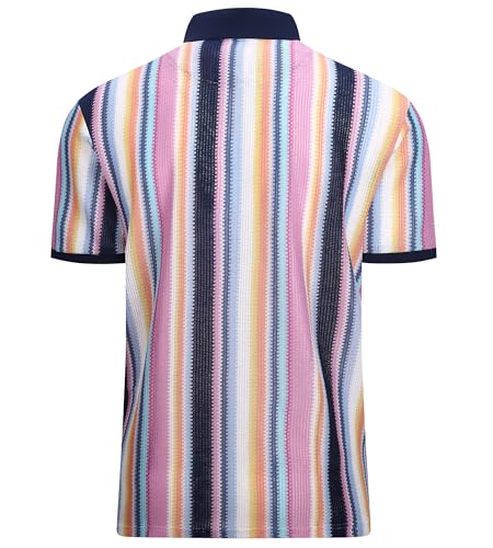 Alex Vando Mens Lace Polo Shirts Fashion Vibrant Short Sleeve Casual Shirts for Men