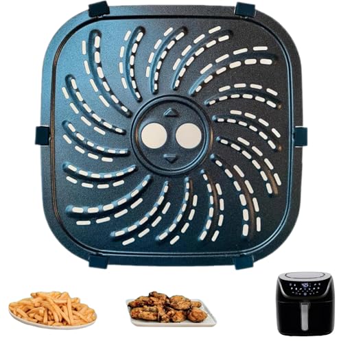 KunoNana Air Fryer Rack for PowerXL Vortex Pro 8 QT Nonstick Air Fryer Accessories Grill Pan Tray with Rubber Bumpers (9.5x9.5 IN for 8QT)