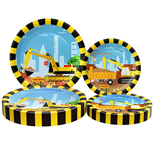 Construction Birthday Party Supplies, Construction Party Decorations, Construction Plates, Birthday Plates, Construction Disposable Plates Set Includes Dinner Plates And Dessert Plates, Serves 24 #TOP19