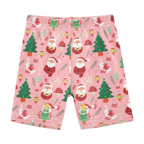 Christmas Tree Pink Girls Bike Shorts Toddler Girl Clothes Under Dress Dance Shorts for 4-10 Years,4T