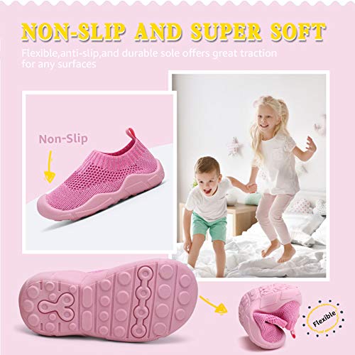 Stq Toddler Shoes For Baby Girls Slip On Sneakers Kids Tennis Walking Sock Shoes Breathable Pink 4 M Us Toddler #TOP4