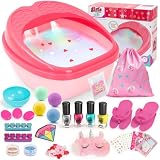 Fuß Spa Kit für Kinder, Spa Tag Kit für Jungen Mädchen von 4 bis 12 Jahren. - Pediküre Spa Set für Mädchen, Kunstsalon Dekoration für Mädchen, Geburtstagsgeschenke für