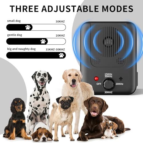QEWEUUIE Anti Bell Gerät Hunde,3 Modi Antibell Ultraschall Gerät,50 Fuß Antibell für Hunde,Einstellbare Frequenz, IPX4 Wasserdichtes,Geeignet für das Training großer, mittelgroßer und Kleiner Hunde