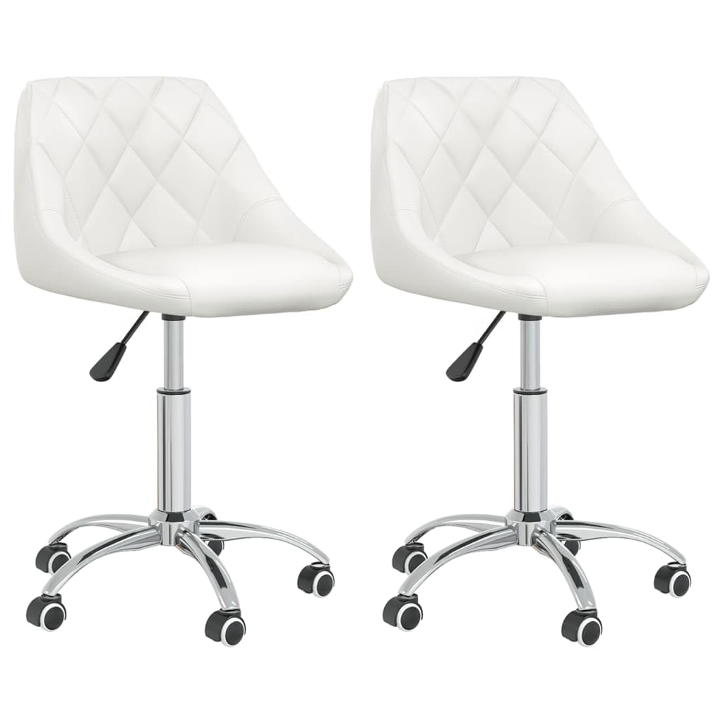 Juego de 2 sillas de comedor giratorias de piel sintética con estructura cromada, rotación de 360°, altura regulable y con ruedas, máx. 110 kg por asiento