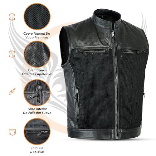 Chaleco de cuero para hombre Leatherick perforado 5