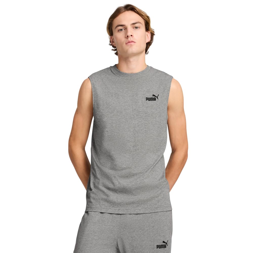 PUMA Men's Essentials Sleeveless T-Shirt (Available in Big & Tall), Medium Gray Heather Ss25, 4XL Big