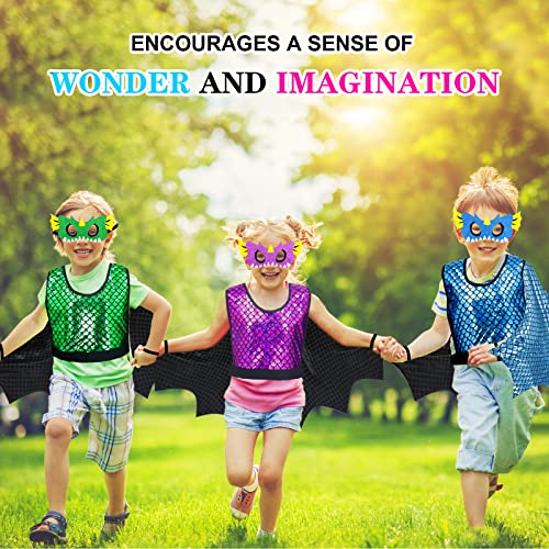 Irolehome Dragon-Wings Costume For Kids Mask Dinosaur Dress Up Cape For Boys Girls Halloween-Party Gifts Toys (Metallic Blue) (Metallic Blue) #TOP2