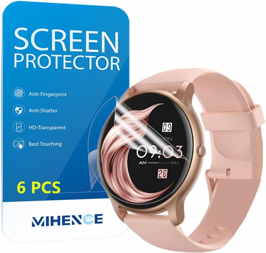 HD Screen Protector Compatible for AGPTEK SR2 1.32โ Round Smart Watch, Full Coverage TPU Protective Film (6PCS)
