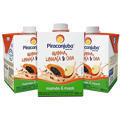 Kit Bebidas com Cereais Piracanjuba Mamão e Maçã 3x500ml