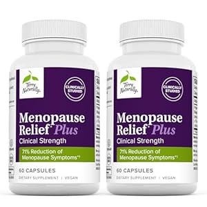 Terry Naturally Menopause Relief Plus – 60 Capsules, Pack of 2 – Clinical-Strength Formula with Rhodiola & Black Cohosh – Non-GMO, Vegan, Gluten Free – 60 Total Servings