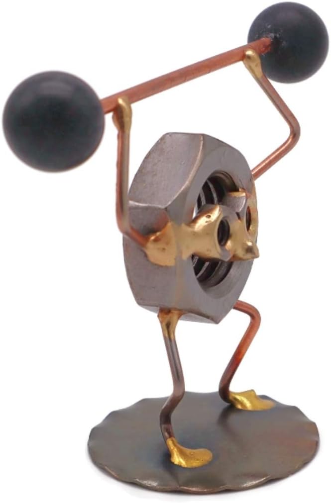 Muscle Nut Collectible Handmade Metal Art Figurine, Desk Accessories, Trophy, Boss Gift, Home Office Décor