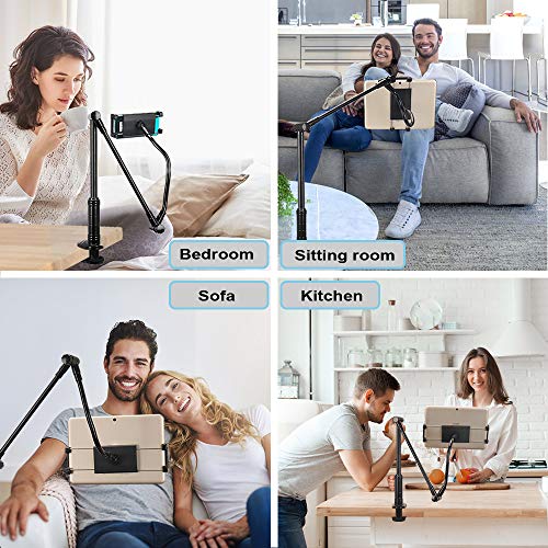 Aqonsie Phone Holder Bed Gooseneck Mount Clip With 360° Rotation Flexible & Hard Arm Bracket Compatible With Ipad,Tablet,4-14" Phones, Foldable Tablet Stand For Desk Bed Kitchen Office& Christmas Gift #TOP5